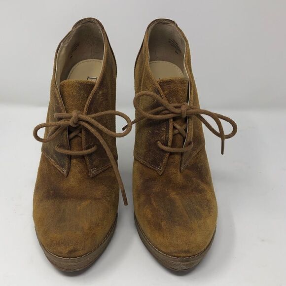 Enzo 8 Khaki Suede Lace Up Tie Ankle Platform Boots - Picture 3 of 7